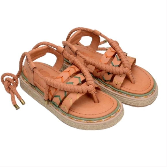 FARM Rio Shoes - Farm Rio Rope Tie Flatform Sandals-NWOT